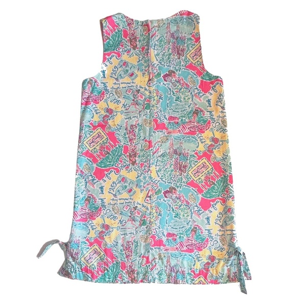 Lilly Pulitzer Shift Dress Sugar Rushin All Over Print Bow Details Cotton Lined - Picture 5 of 16
